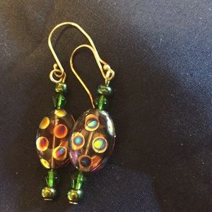 🕰4/$20 🕰 Handmade earrings-peacock spots